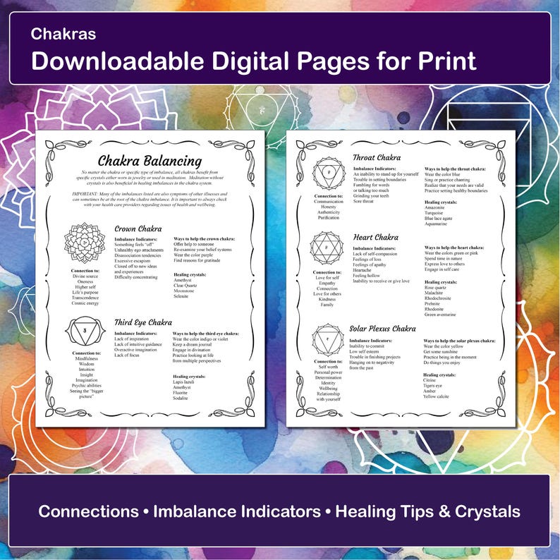 The Chakras, Printable Book of Shadows Pages for Baby Witches and ...