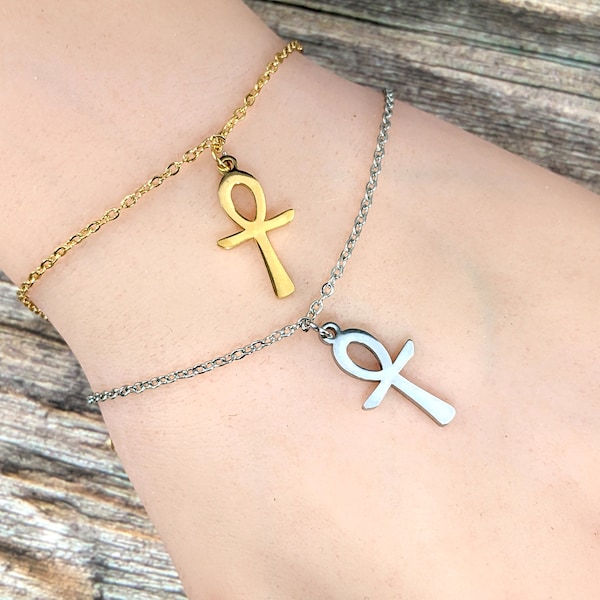 Ankh bracelet, Egyptian ankh bracelet, ritual jewelry, Pagan bracelet, Wiccan bracelet, Wiccan jewelry, gold or silver