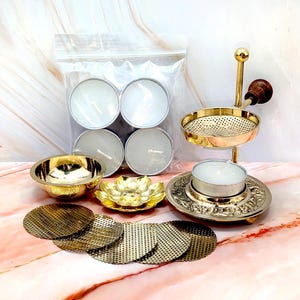 Tea light incense burner, resin and loose incense burner, oil warmer and wax melts, or resin and loose herb kits