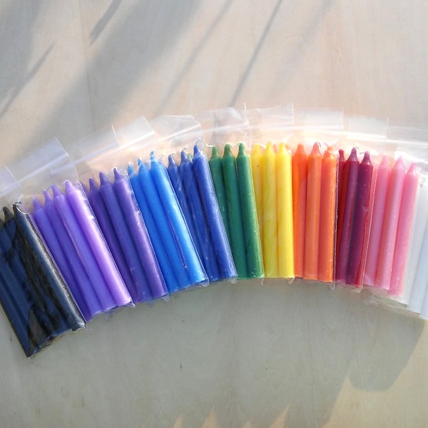 Pack of 5, Chime candles, 5 inch spell candles, ritual candles, Wiccan altar candles, 1/2 inch diameter mini taper candles