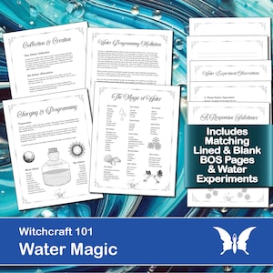 Wassermagie, druckbare Buch der Schatten-Seiten für Baby-Hexen und Anfänger, digitales Grimoire-Set, herunterladbare PDF-Seiten