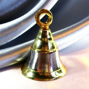 TINY Bells-10 Gold Painted Iron and Brass Tinkling Tiny Cow Bells