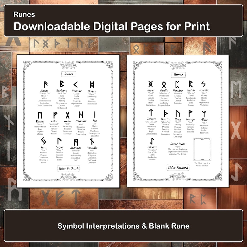 Runes, Printable Book of Shadows Pages for Baby Witches and Beginners ...