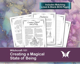 Creating a Magical State of Being, Printable Book of Shadows Pages for Baby Witches and Beginners, Digital Grimoire Set, Downloadable PDF