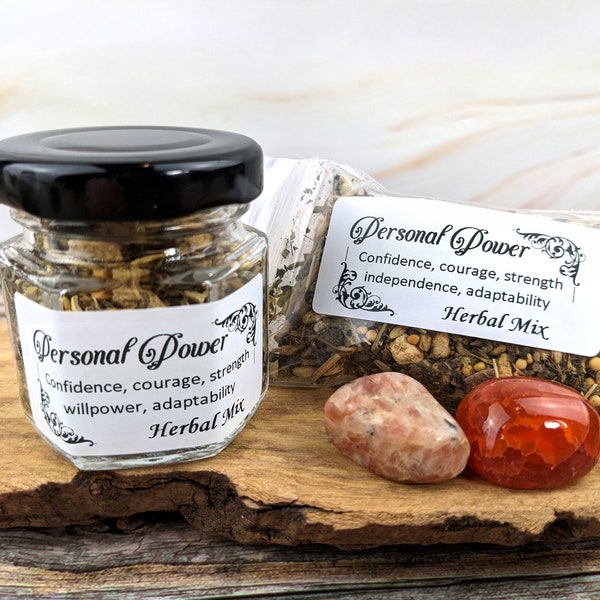 Personal Power Herb Mix, spell mix for confidence, self esteem and willpower, intention candles, meditation or ritual incense
