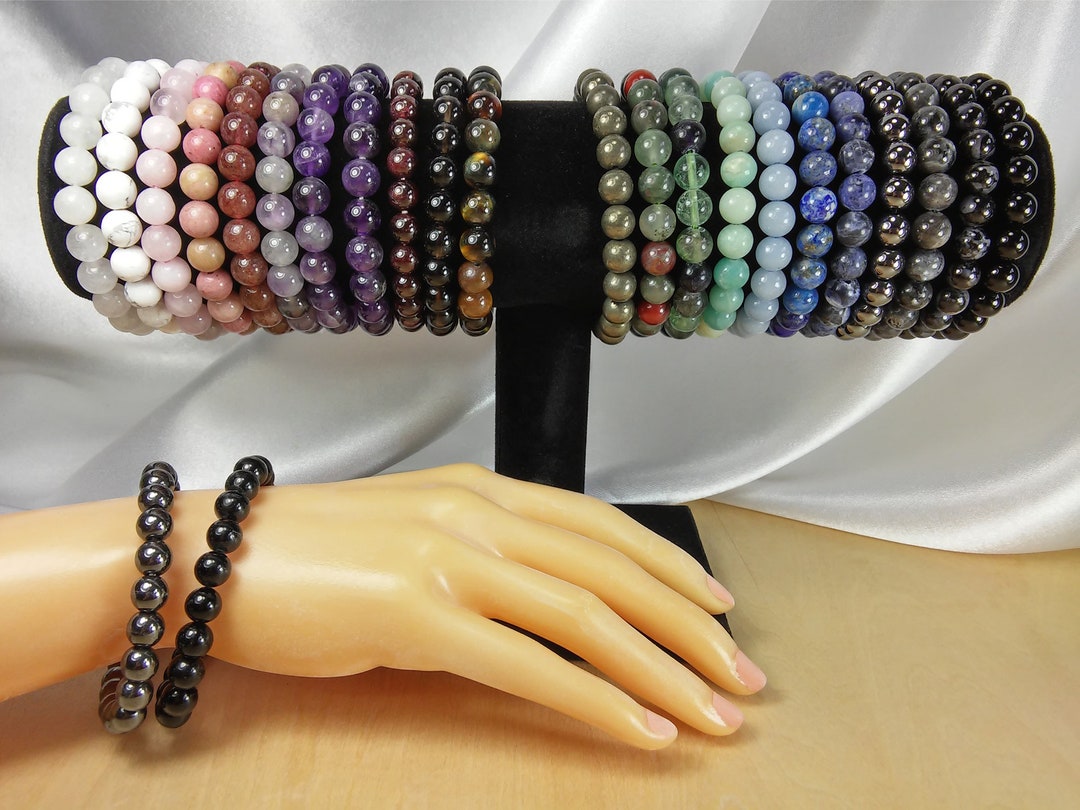 Crystal Bead Bracelet, 8mm, Genuine Gemstone Bracelet, Intention