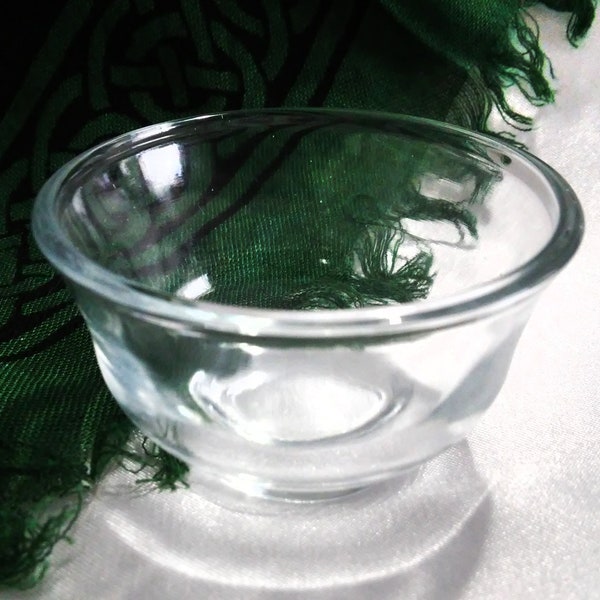 Mini clear glass altar bowl, approx. 2-1/4" wide, 1-1/3" tall, #20281