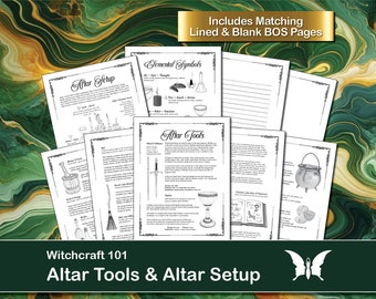 Altar Tools and Setup, Printable Book of Shadows Pages for Baby Witches and Beginners, Digital Grimoire Set, Downloadable PDF Pages