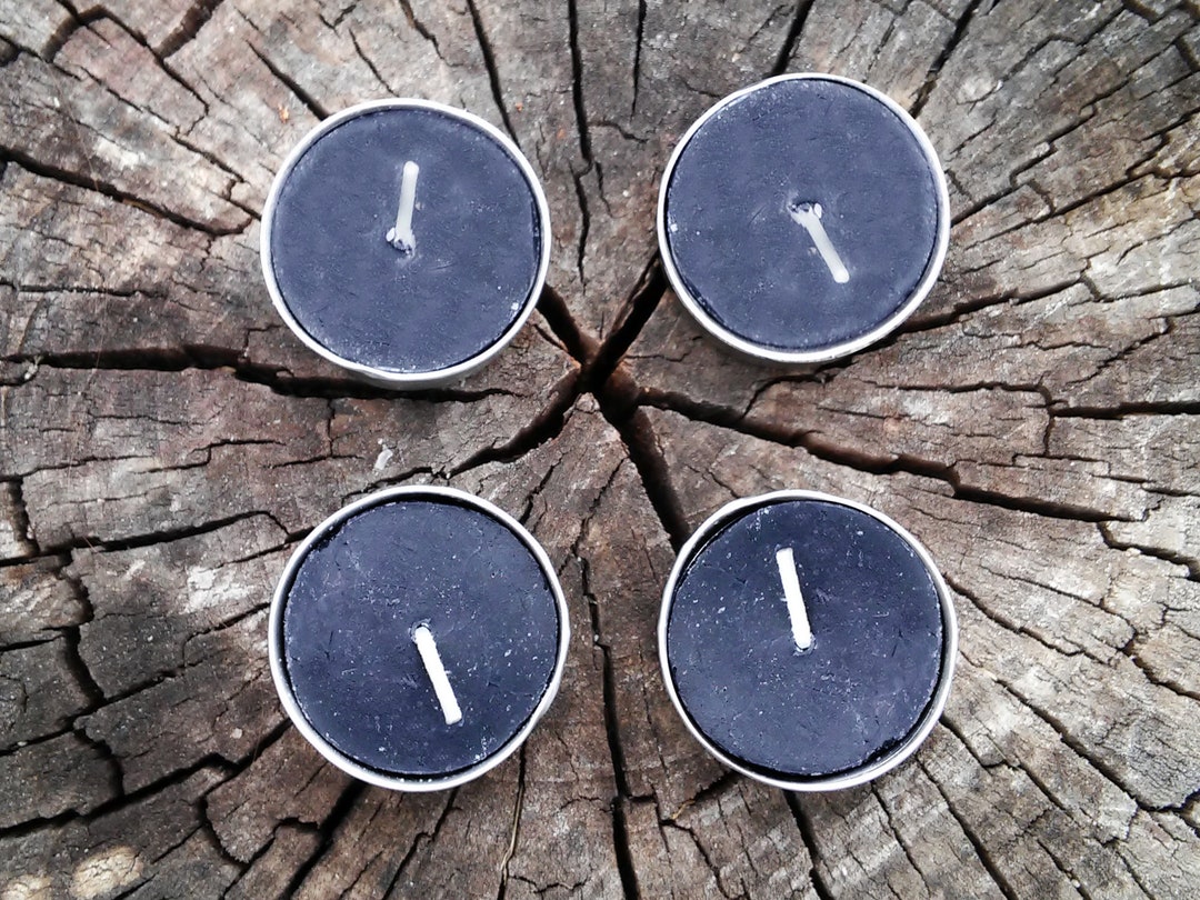 Black Tea Light Candles 4 Pack Unscented Approx 4 Hour Burn Etsy