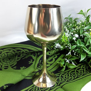 Vintage altar chalice,  solid brass, approx. 7&quot; tall,  holds about 9 oz. liquid,  #20434