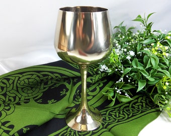 Vintage altar chalice,  solid brass, approx. 7" tall,  holds about 9 oz. liquid,  #20434