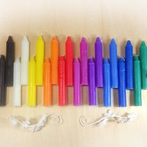 20 pack Spell candles, chime candles, ritual candles, 1/2&quot; diameter, 4&quot; long, 2 of each color #20393