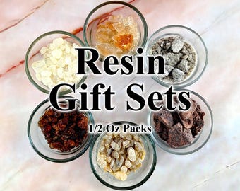 Resin incense kit, 1/2 oz. bags, 4 and 6 pack sets, Dragon's blood, copal, gum Arabic, frankincense, myrrh, benzoin