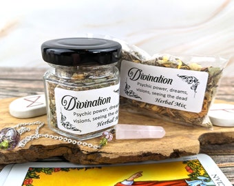Divination Herb Mix for Spells – Psychic Herbal Blend for Wiccan Rituals, Tarot Readings, Scrying, Mojo Bags, Dream Work, and Incense Use