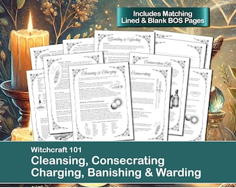 Cleansing, Charging, Consecrating, Banishing, Warding Printable Book of Shadows Pages, Baby Witches and Beginners, Digital Grimoire PDF