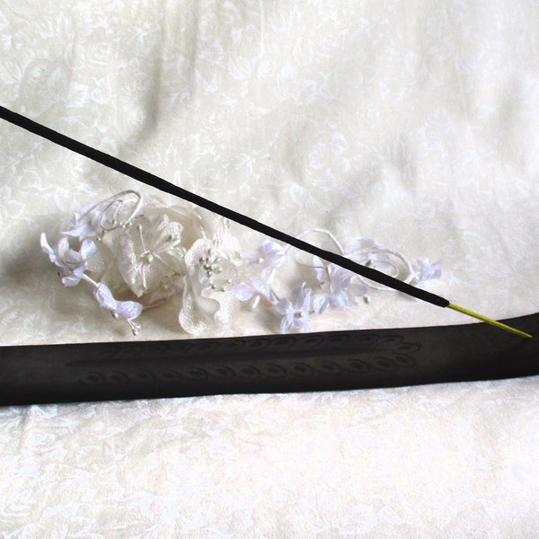 Stick incense burner, incense holder, 10-1/4" long ash catcher, black #11168