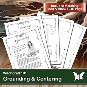 Grounding and Centering, Printable Book of Shadows Pages for Baby Witches and Beginners, Digital Grimoire Set, Downloadable PDF Pages
