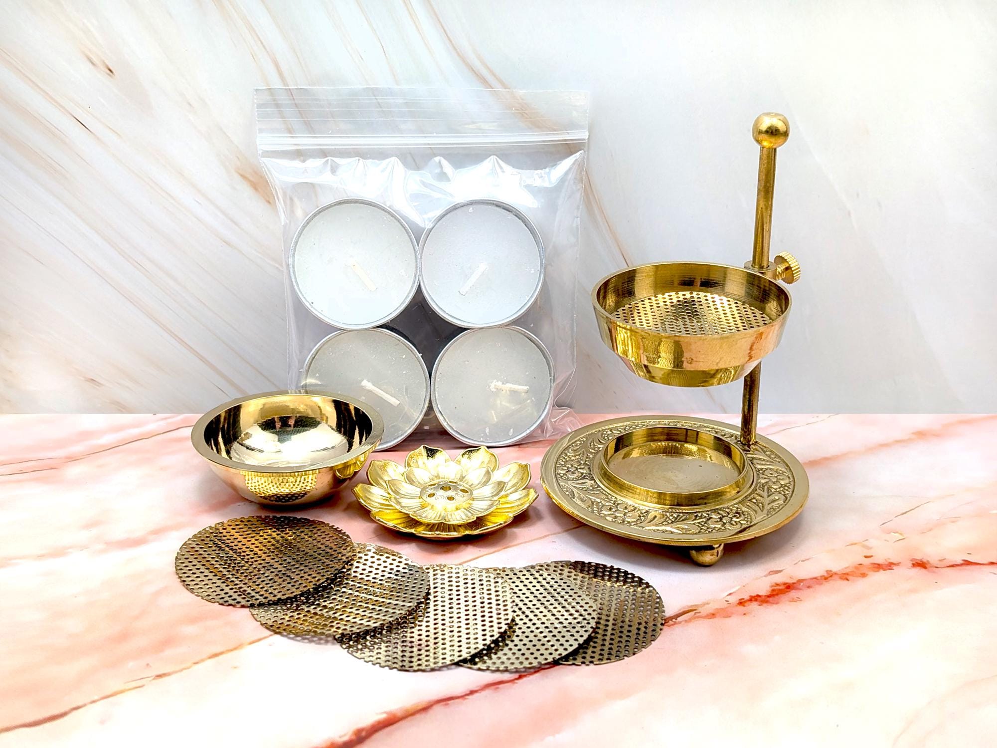 Tea light incense burner, resin and loose incense burner, oil warmer and wax melt, or resin and loose herb kits