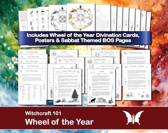The Sabbats, Pagan Wheel of the Year, Printable Book of Shadows Pages for Baby Witches and Beginners, Digital Grimoire, Downloadable PDF