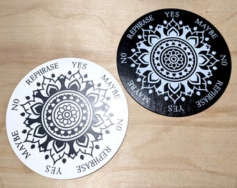 Wood pendulum board, pendulum mat with mandala design, 6" diameter