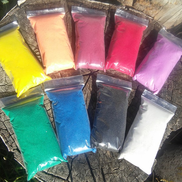 Colored sand for incense burner or smudging sand, 8 oz. bag, 9 colors available