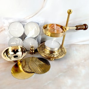 Tea light incense burner, resin and loose incense burner, oil warmer and wax melts, or resin and loose herb kits