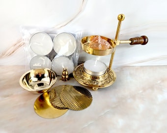 Tea light incense burner, resin and loose incense burner, oil warmer and wax melts, or resin and loose herb kits