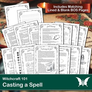 How to Cast a Spell, Printable Book of Shadows Pages for Baby Witches and Beginners, Digital Grimoire Set, Downloadable PDF Pages