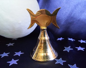 Brass Altar Bell with Triple Moon Handle – Wiccan Ritual Bell, Small Ceremonial Bell, Witch Bell, Travel Altar Brass Bell 3-1/3" tall #20389