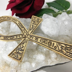 Egyptian Ankh Altar Tile in Brass for Kemetic and Pagan Rituals, Sacred Symbol for Spiritual Decor and Witchcraft Altar Table, #20551