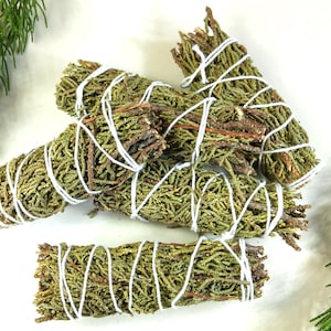 Juniper smudge stick for cleansing and magickal protection, approx. 4&quot; long  #20397