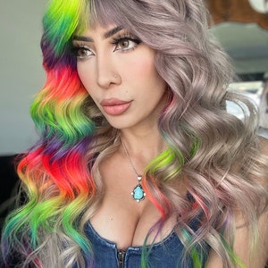 Prism Rainbow Shag Bang Human Hair Wig