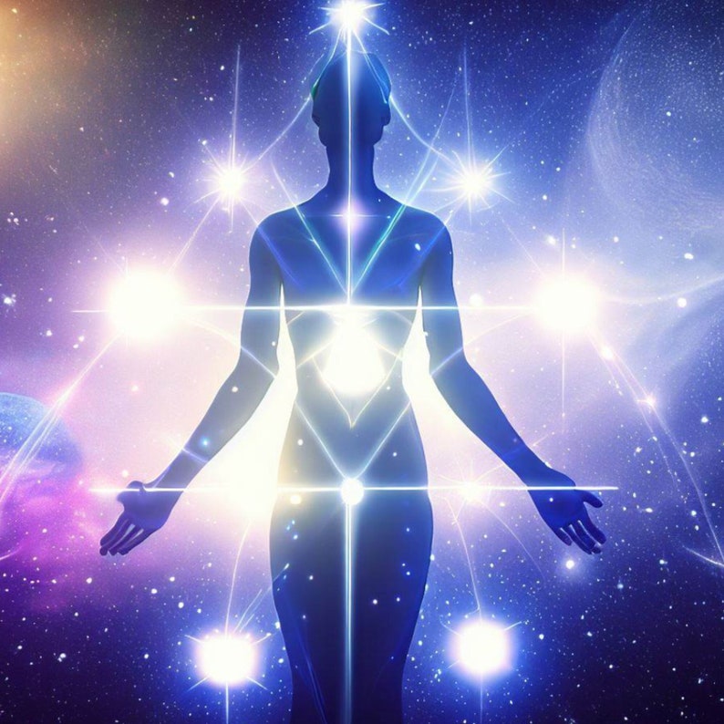 Activación del cuerpo de luz Meditación guiada Frecuencia de 528 hz Sintonización musical Alineación con el ser superior Arco iris Merkaba Aura electromagnética imagen 1