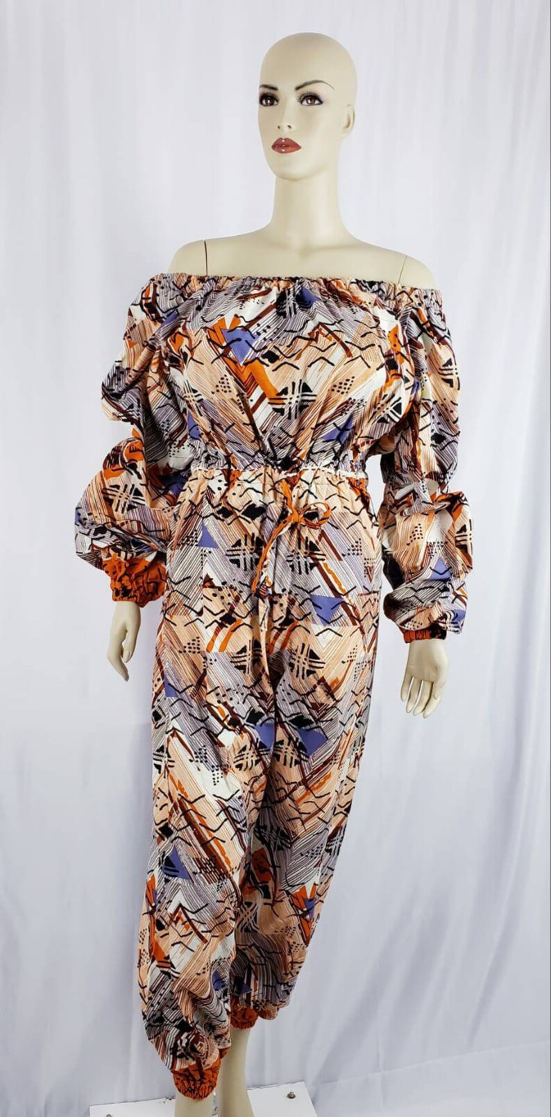 Ankara Jumpsuit African Ankara Jumpsuit Women/'s Jumpsuit Off the Shoulder Elastic Jumpsuit
