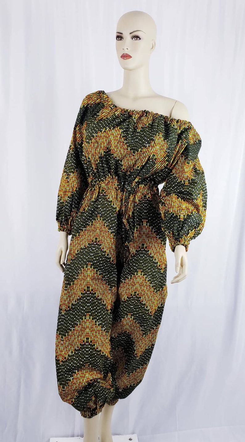 Ankara Jumpsuit African Ankara Jumpsuit Women/'s Jumpsuit Off the Shoulder Elastic Jumpsuit