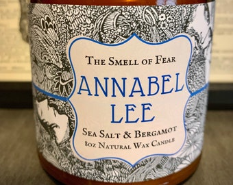 Annabel Lee Candle *Sea Salt/Bergamot Scent* Edgar Allan Poe inspired // Natural/Soy/Coconut Wax Blend