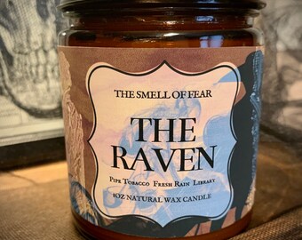 The Raven Candle *Pipe Tobacco/Fresh Rain/Library Scent* Edgar Allan Poe inspired // Natural/Soy/Coconut Wax Blend
