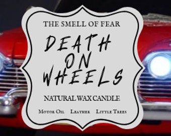 Death on Wheels Candle *Motor Oil/Leather/Pine Scent * Stephen King’s Christine Inspired // Natural/Soy/Coconut Wax Blend