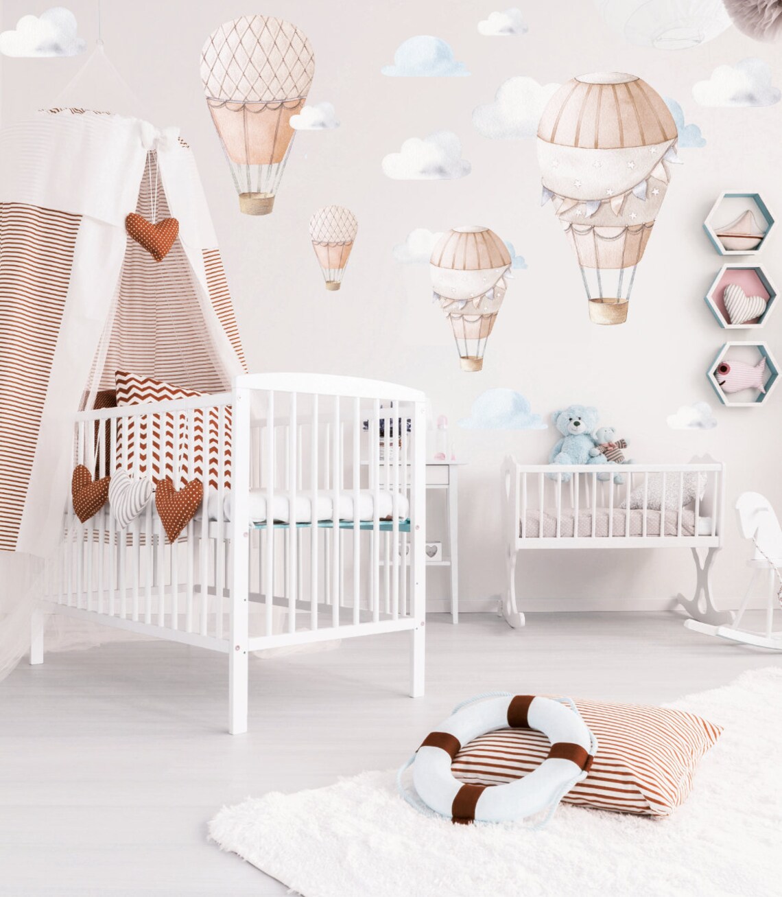 Hot Air Balloon Watercolor Nursery decals Art Nursery Wall Etsy