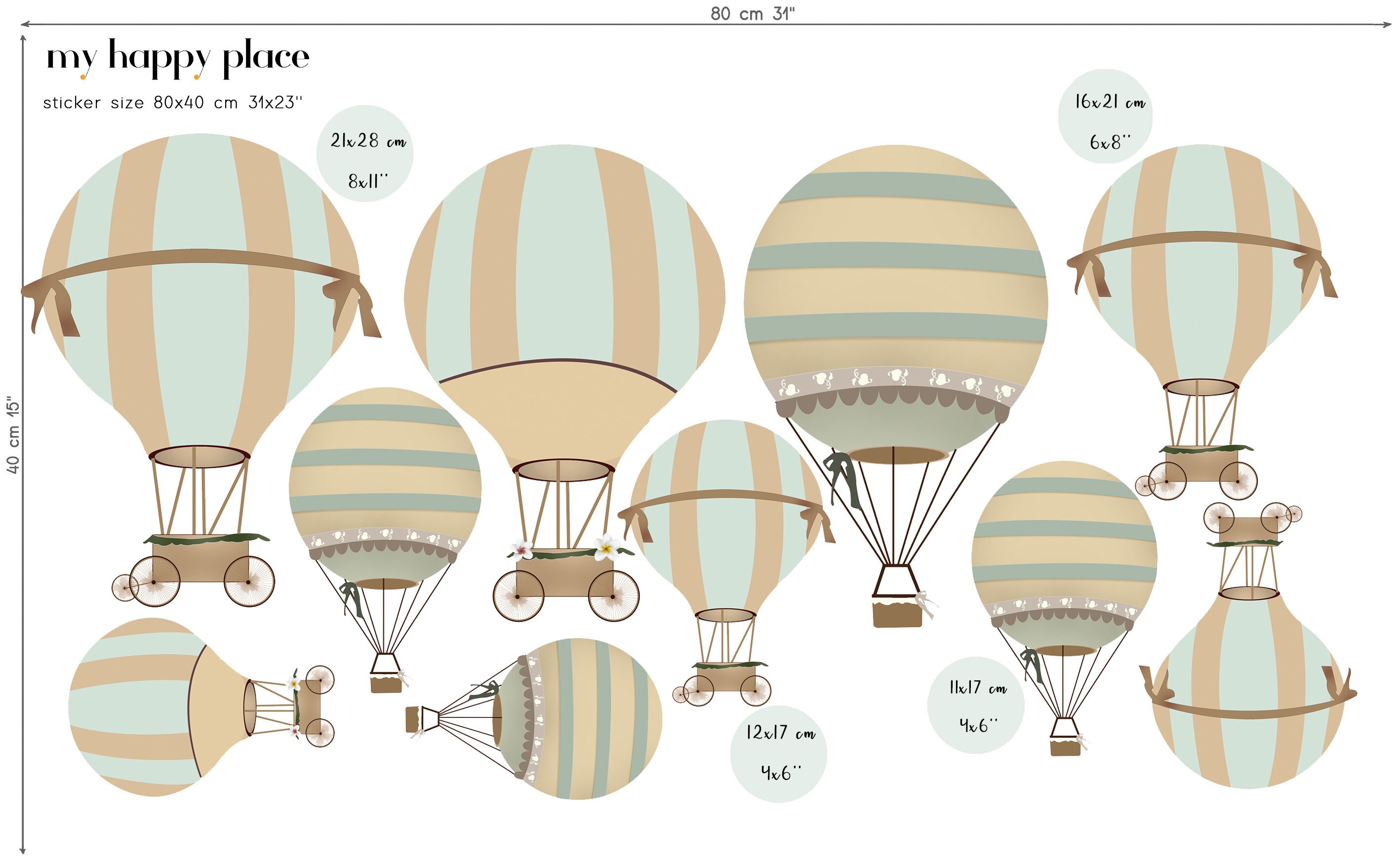 Retro Heißluftballon Fensteraufkleber - Doppelseitige Deko Für Kinderzimmer