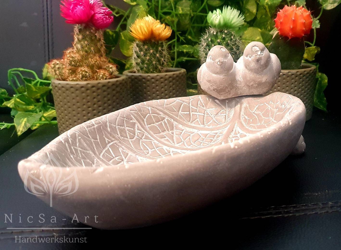 NL001028 Latex Mold Bird Bath Leaf With Birds Mold Mold Etsy