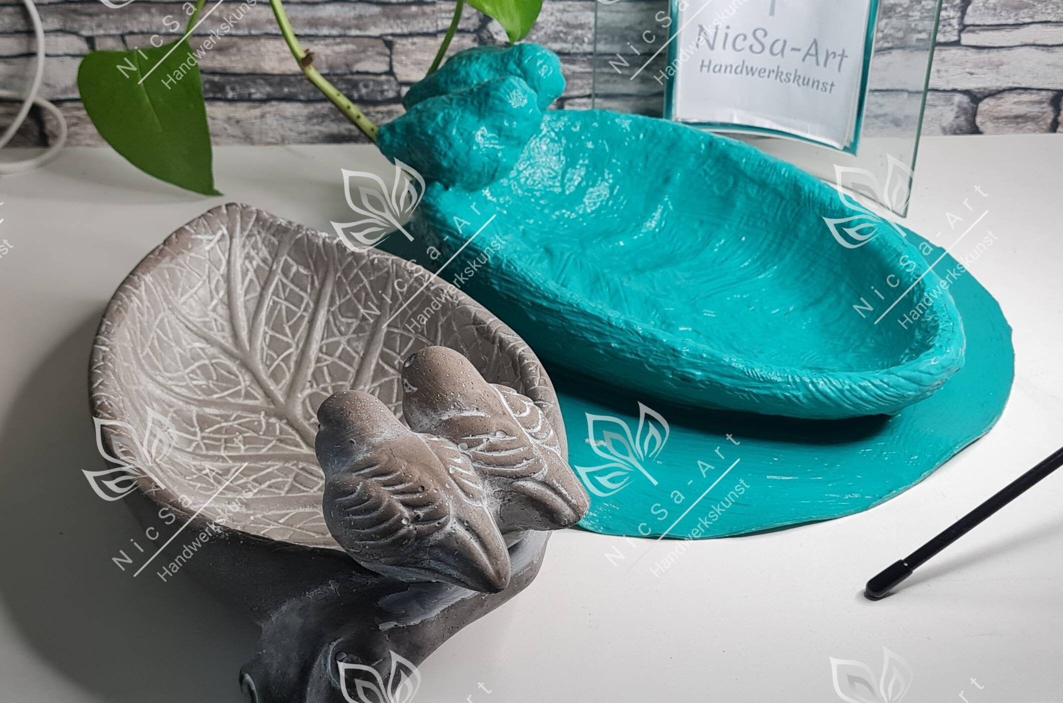 NL001028 Latex Mold Bird Bath Leaf With Birds Mold Mold Etsy