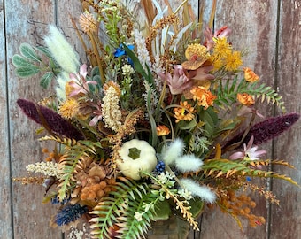 Fall Floral Basket Door Hanger, Autumn Harvest Decor
