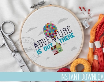 Adventure Is Out There Cross Stitch | Instant Download | Cross Stitch Pattern | Digital Download  | UP | Kids Bedroom | Embroidery | DIY