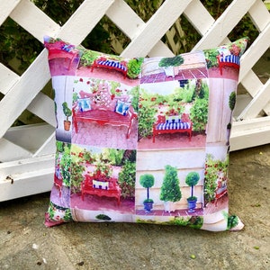 Garden and Topiary Patchwork Pillow