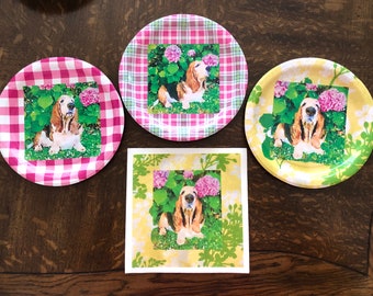 Basset hound Paper Plate and Napkin Set