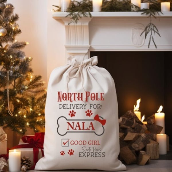 Personalised Pet Christmas Santa Sack | Present Sack | Christmas Sack For Dog | Christmas Sack For Cat