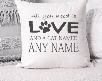 Personalised All You Need Is Love Cushion, Cat Cushion, Pet Cushion Cover