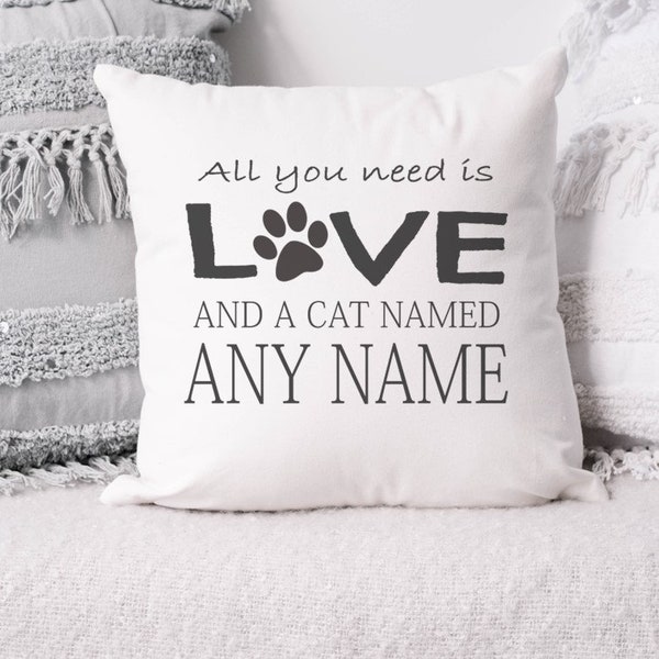 Personalised All You Need Is Love Cushion, Cat Cushion, Pet Cushion Cover