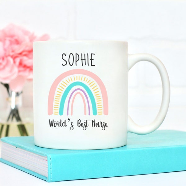 Taza y posavasos personalizados de la mejor enfermera del mundo, regalo del NHS, regalo de trabajador de la enfermera del NHS, regalo de agradecimiento, taza de enfermera personalizada